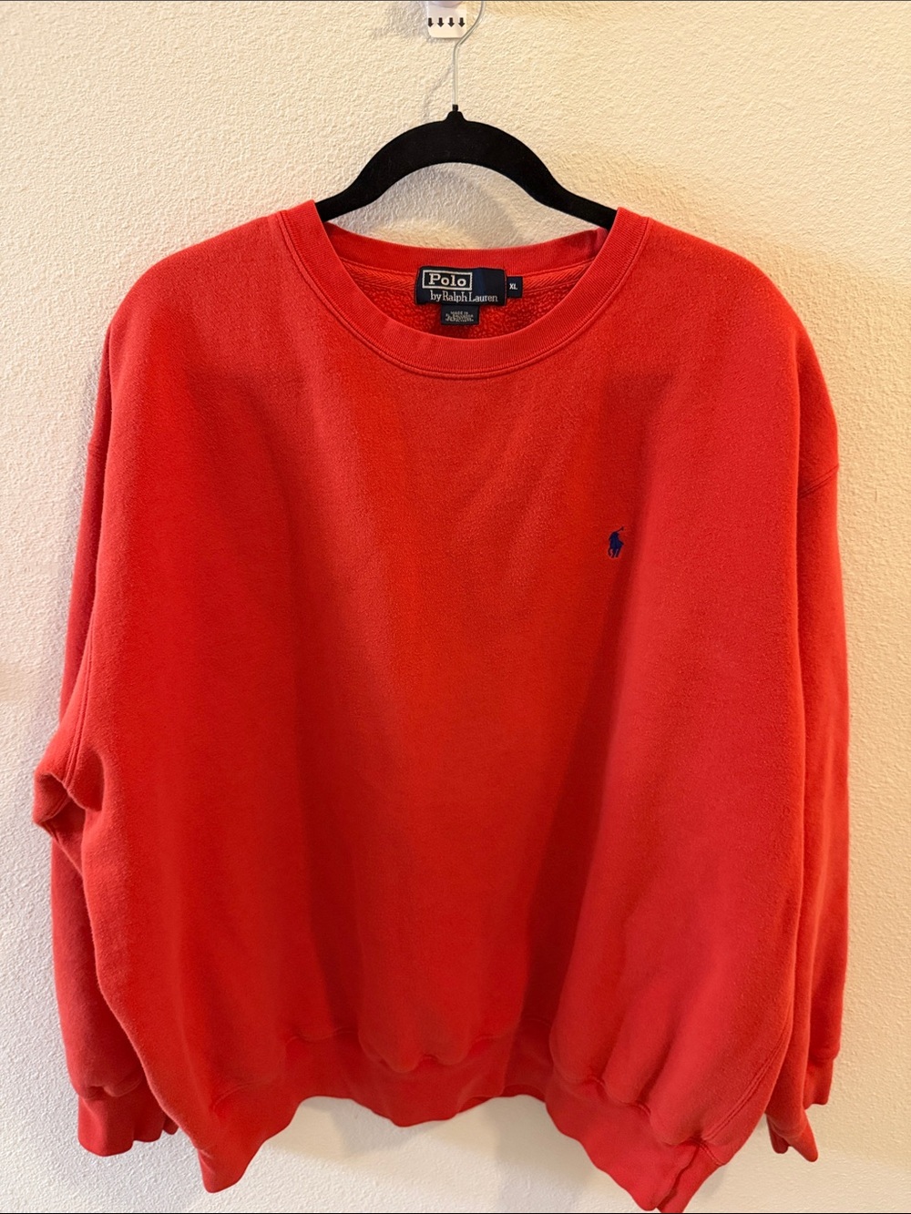Polo Ralph Lauren Men’s XL Orange Crewneck Sweatshirt Pony Logo